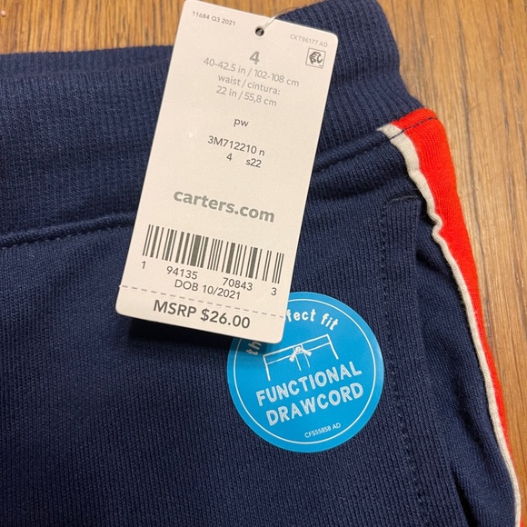 Carter’s Size 4/4A ribbed sweatpants - NWT - Picture 2 of 4